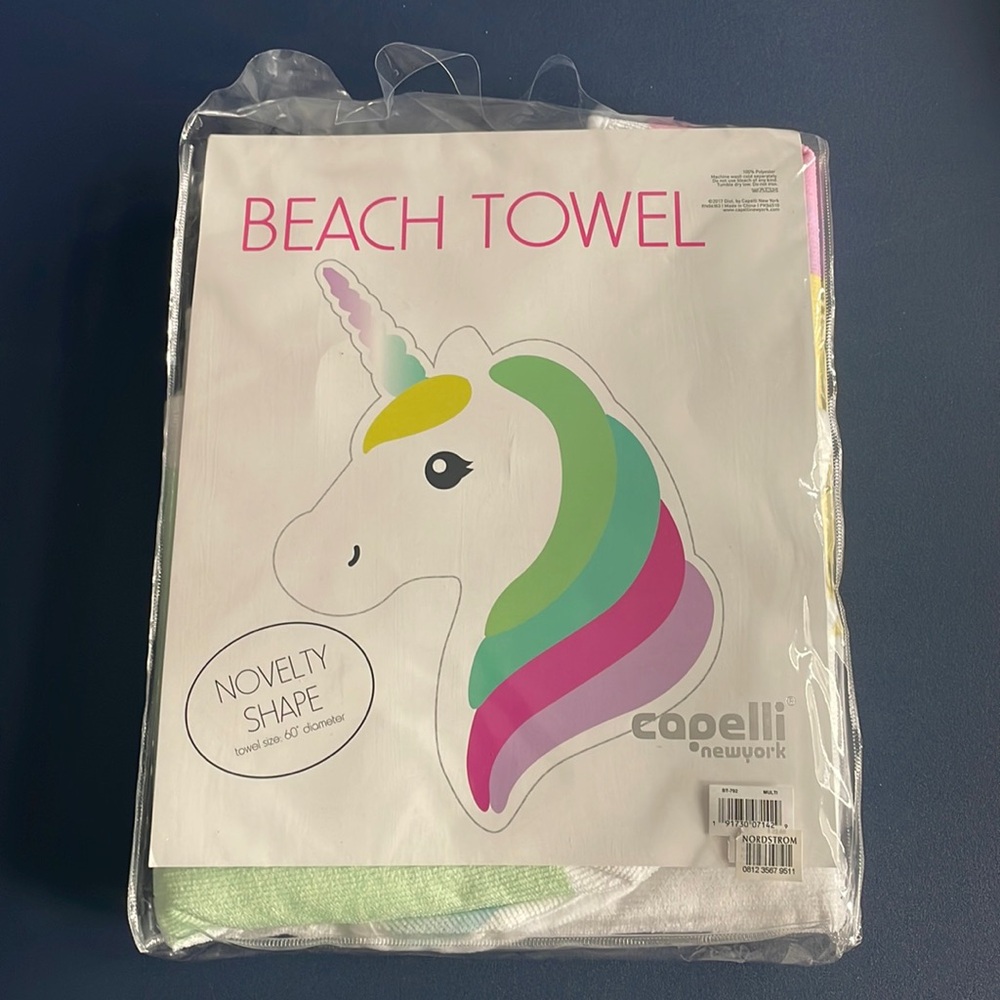 Unicorn Beach Towel - 60” diameter - BRAND NEW